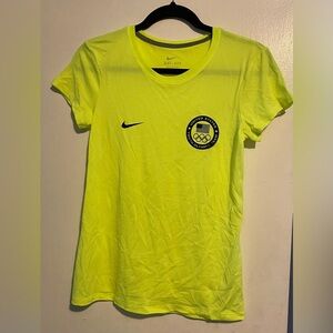 Nike U.S. Youth Olympic Team Dri Fit Tee Shirt Child Small Neon Yellow NWOT